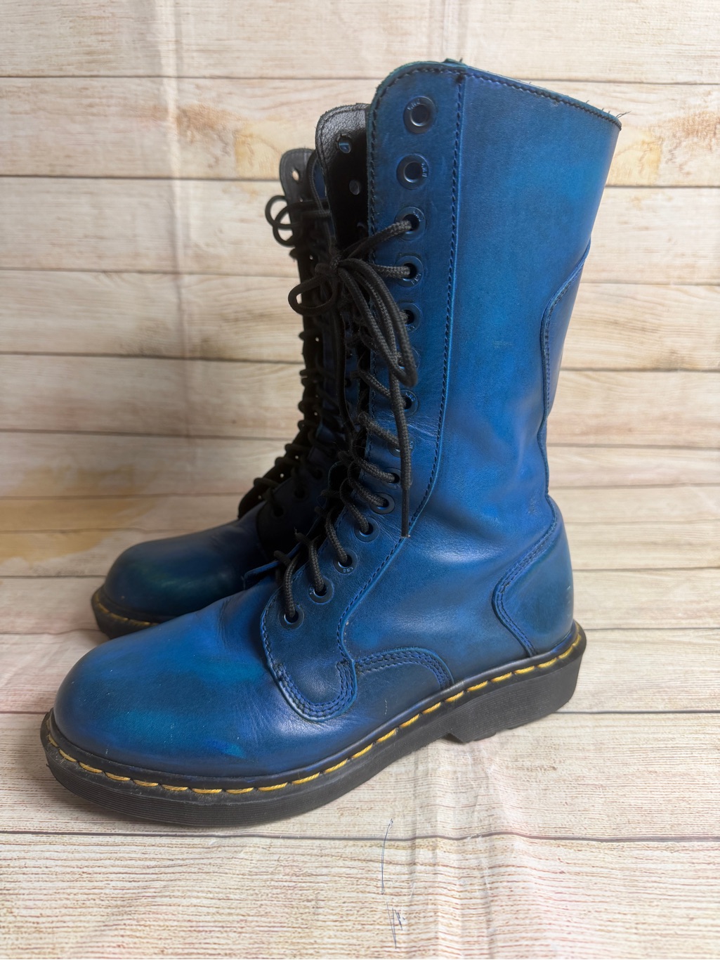 Rare Vintage Dr. Martens Style 9813 "Tommy" Tall Boots. Blue. Size 8uk. Size 10